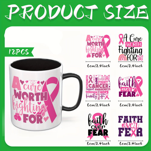 12pcs Breast Cancer Awareness Stickers