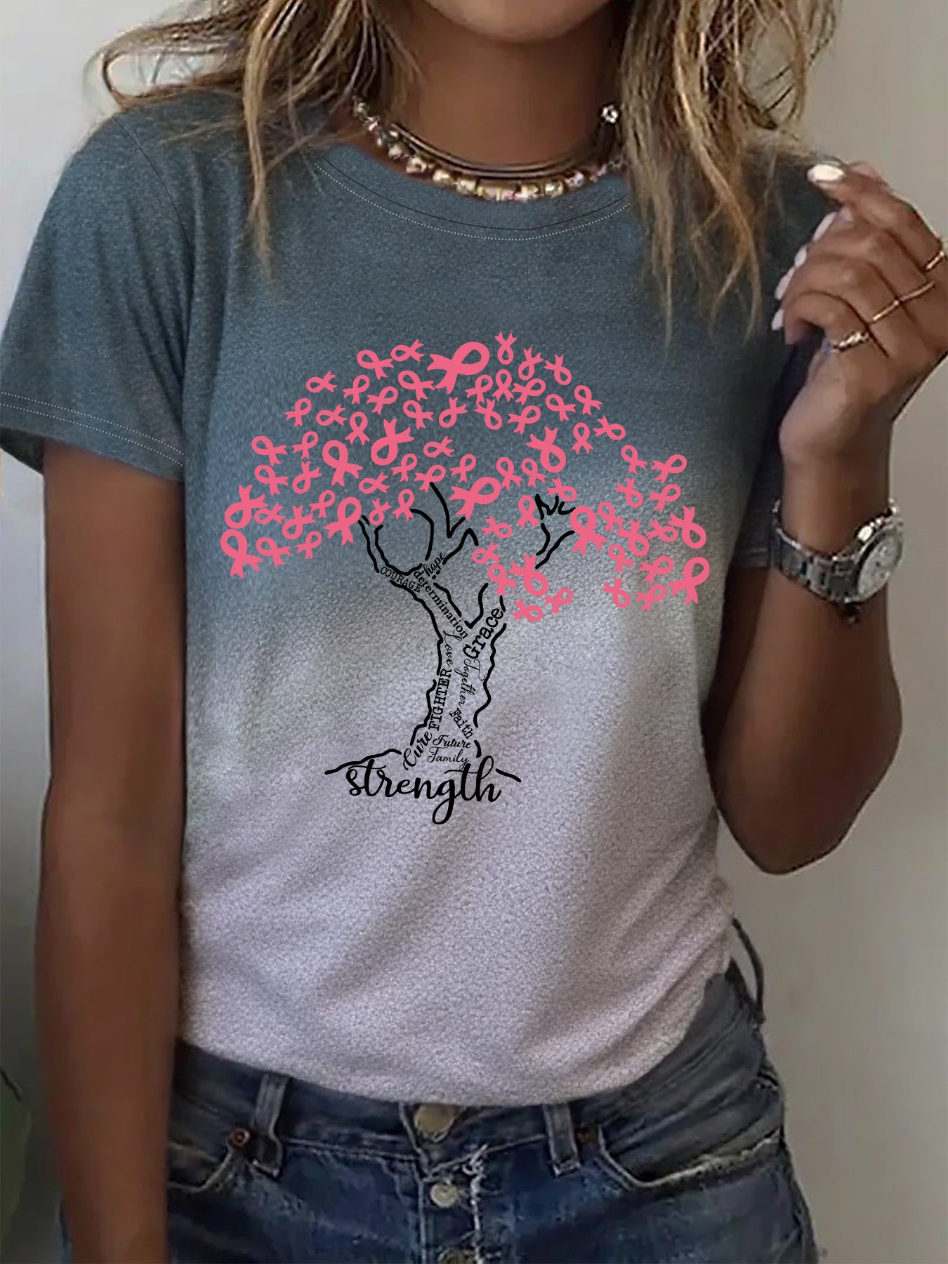 Stunning Pink Ribbon Tree Tshirt
