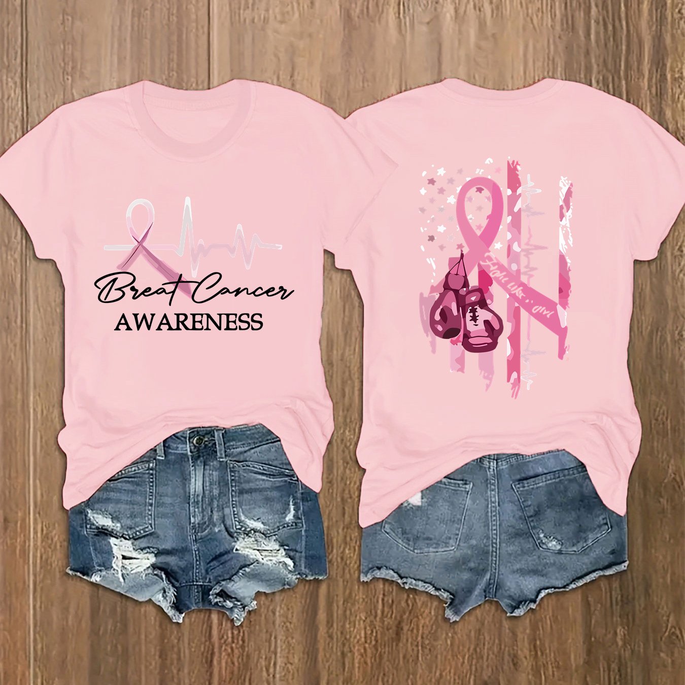 Breast Cancer Awareness Print on both Sides T-Shirt