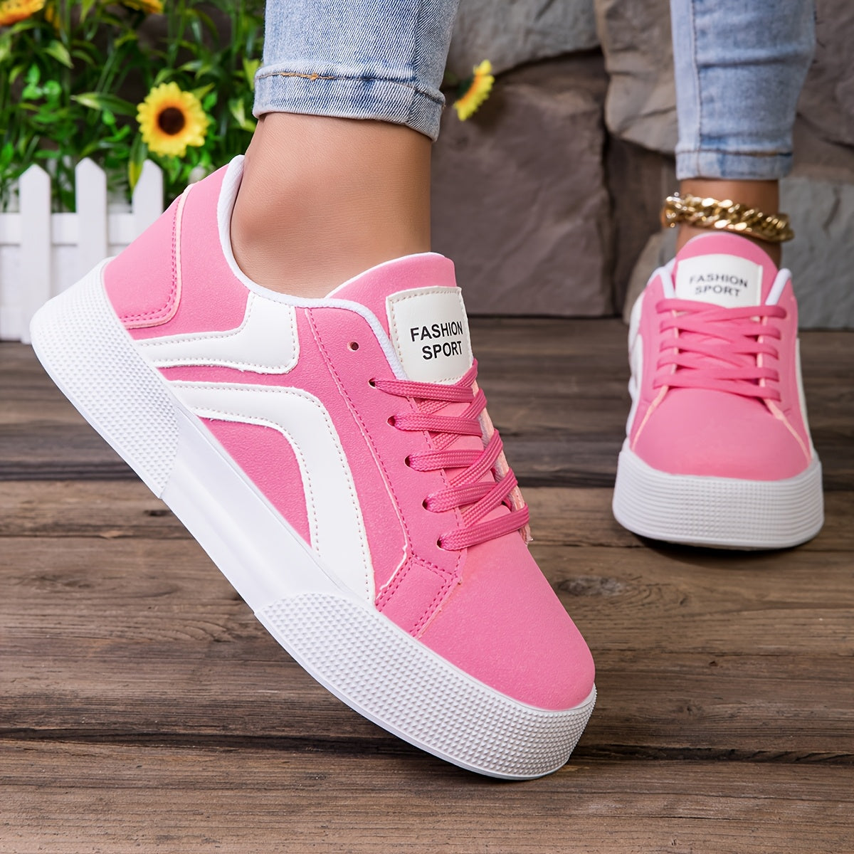 Vibrant Pink & White Tennis Shoes