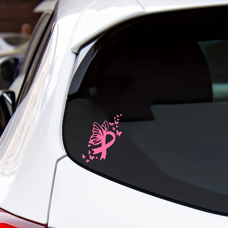 Butterfly Breast Cancer Ribbon Decal Sticker