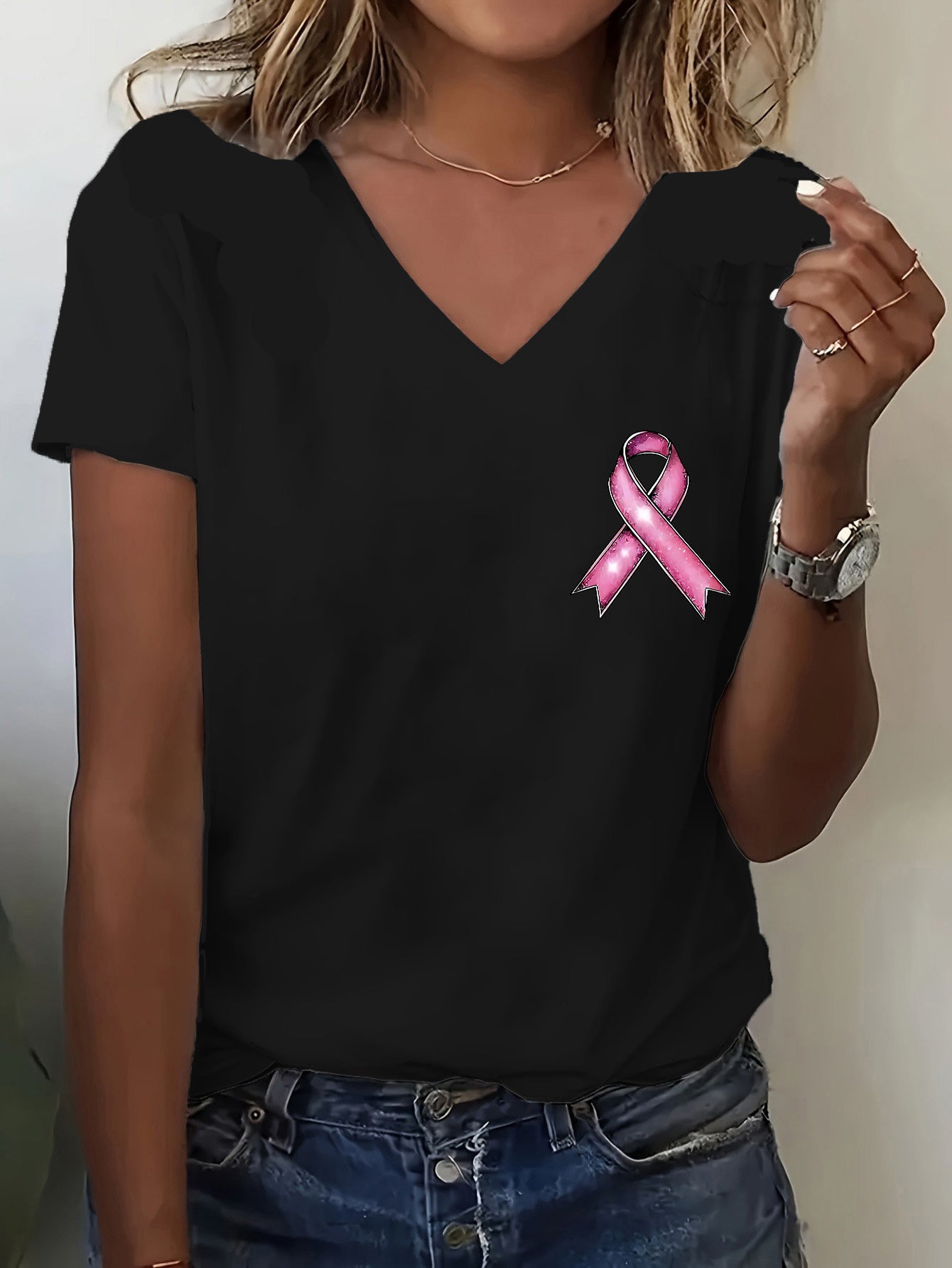 BC Ribbon V-Neck T-Shirt