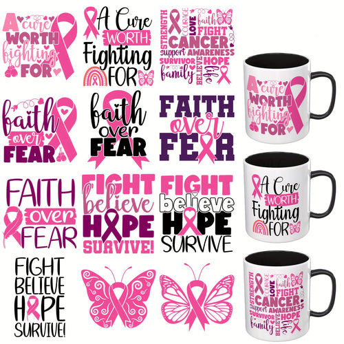 12pcs Breast Cancer Awareness Stickers