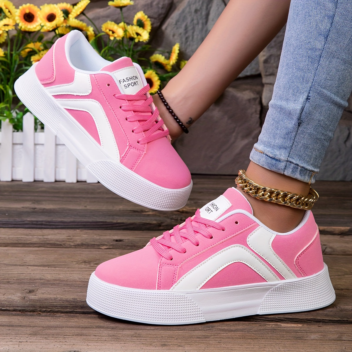 Vibrant Pink & White Tennis Shoes