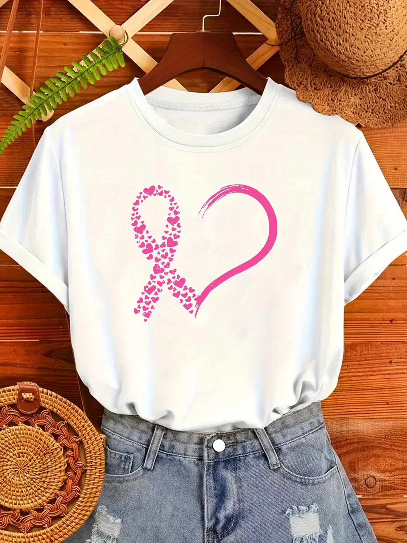 Heart and Pink Ribbon T-Shirt