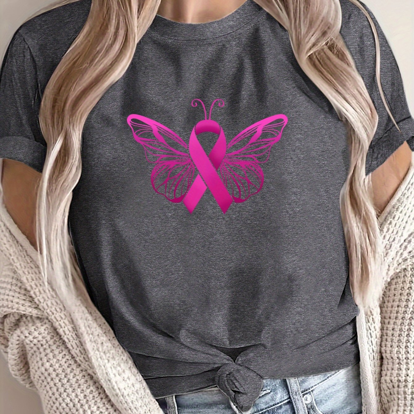 Butterfly Pink BC Ribbon T-Shirt