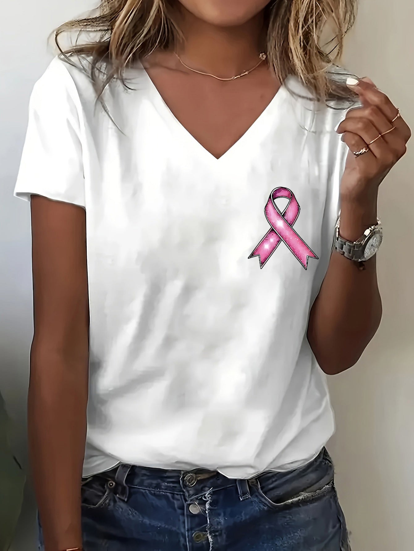 BC Ribbon V-Neck T-Shirt
