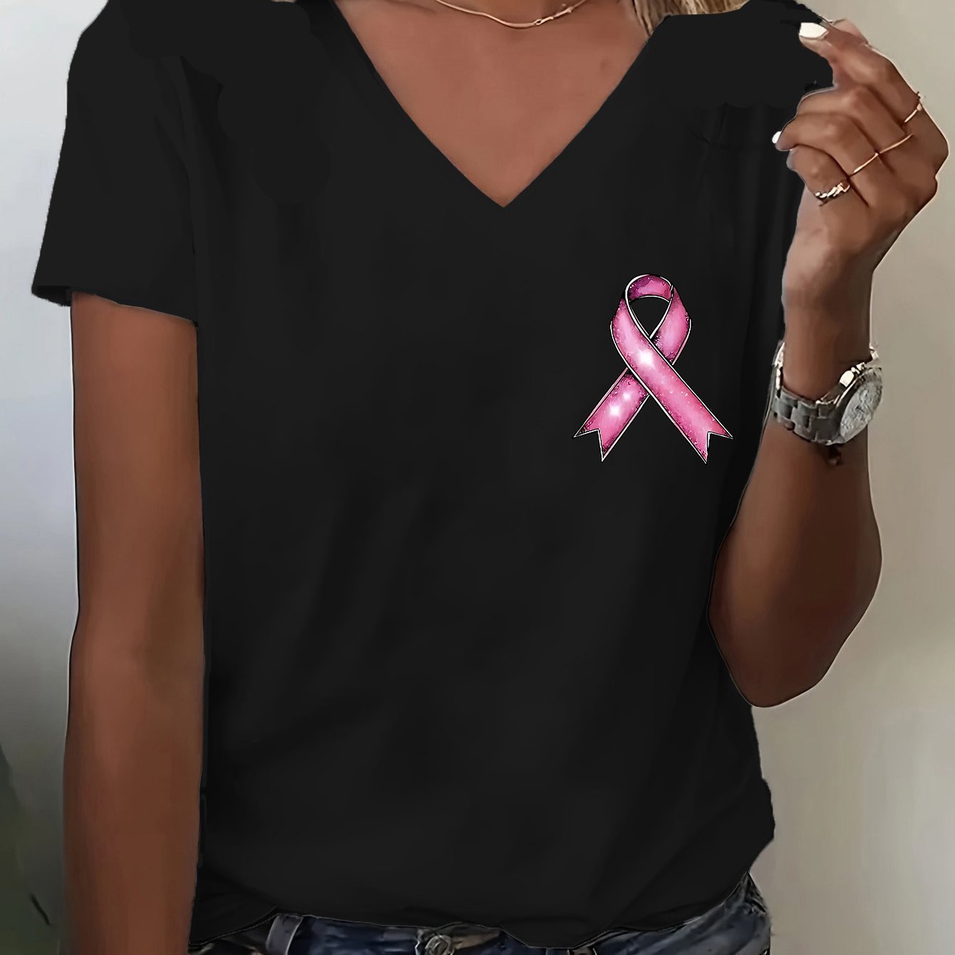 BC Ribbon V-Neck T-Shirt