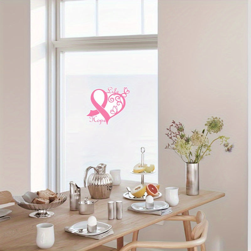 Pink Ribbon Heart & Butterfly Sticker