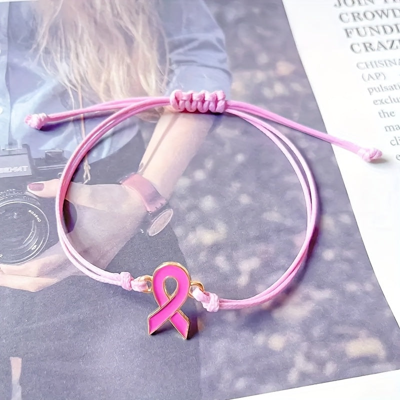 Breast Cancer Awareness Ribbon Friendship Bracelet