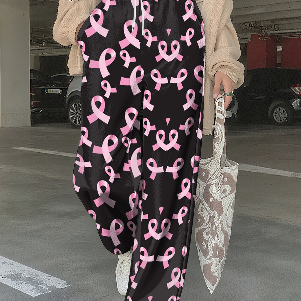 Pink BC Ribbons on Black Joggers