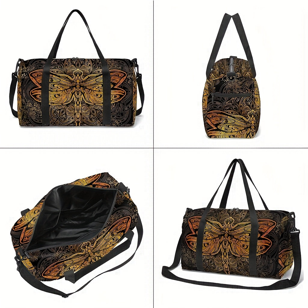 Golden Dragonfly Travel Duffel Bag
