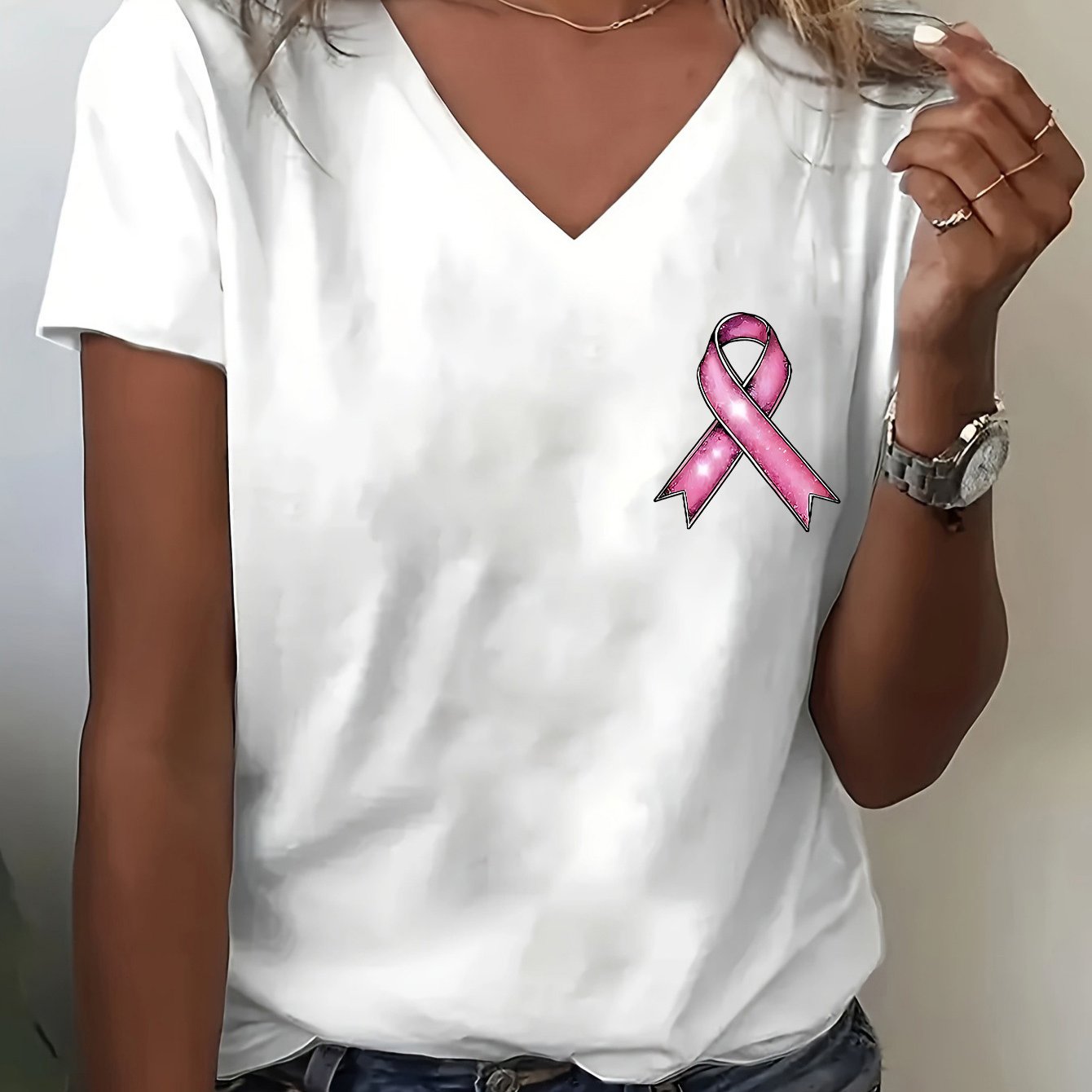 BC Ribbon V-Neck T-Shirt