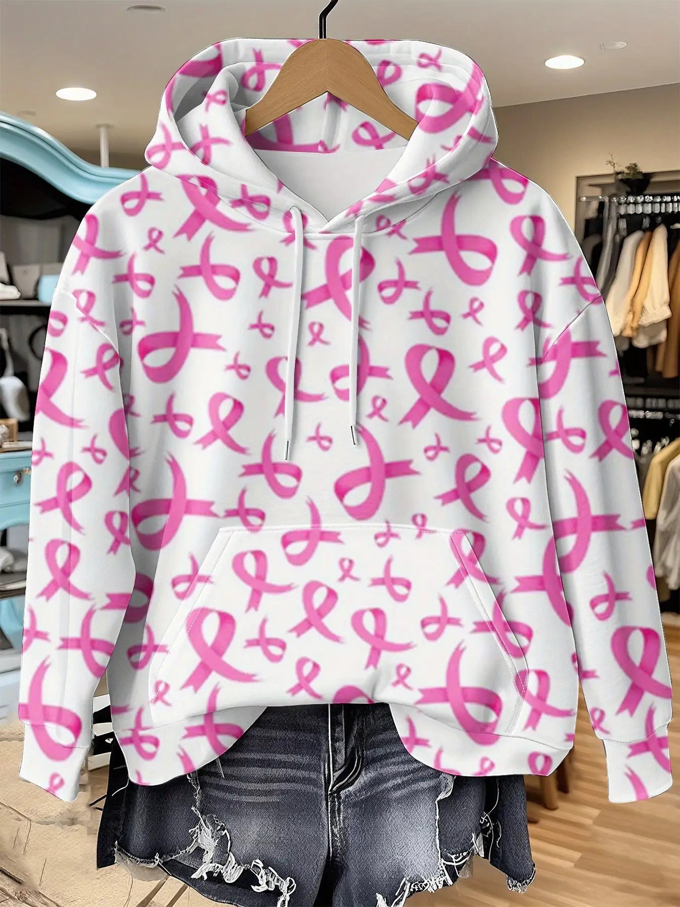 Pink BC Ribbon Hooded Sweatshirt