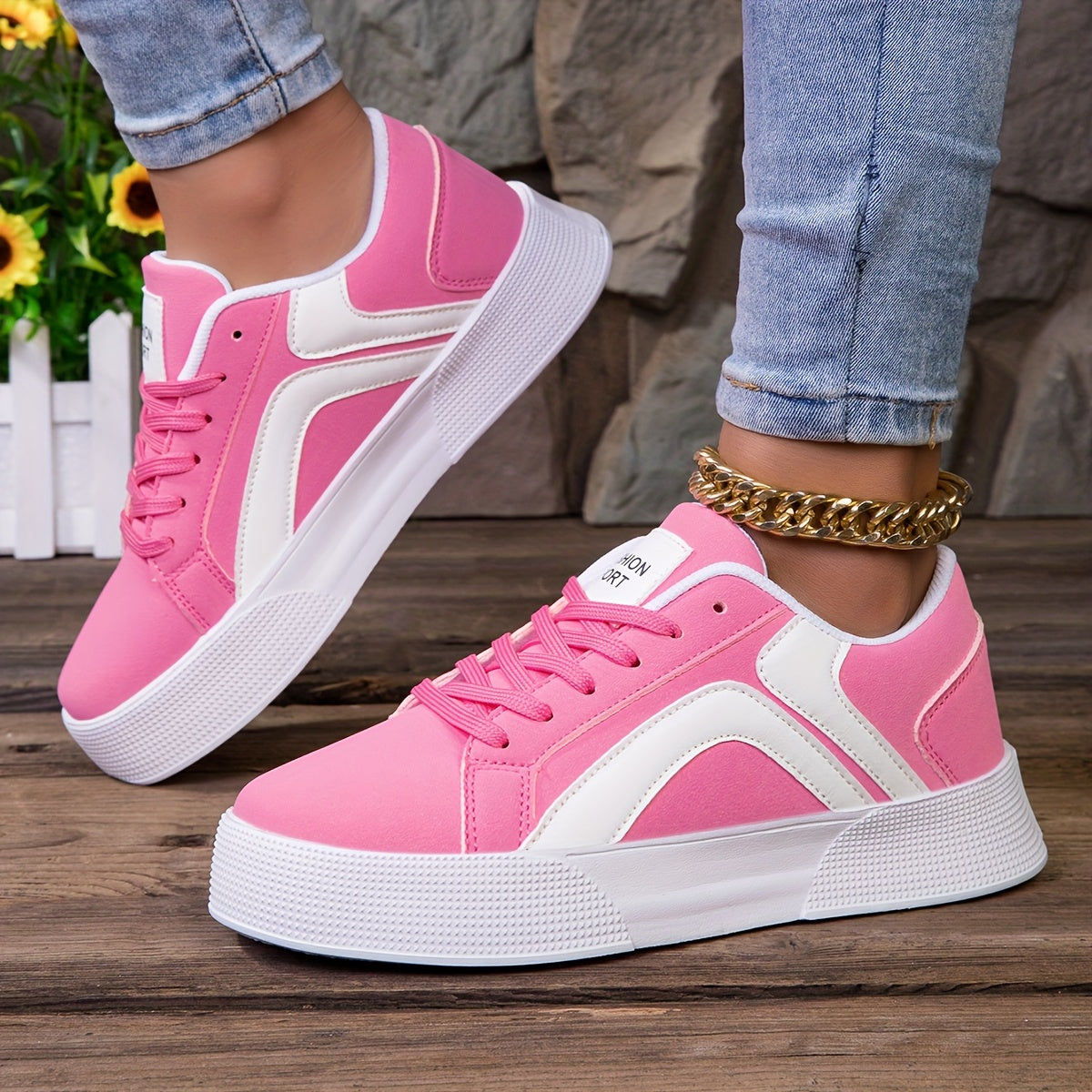 Vibrant Pink & White Tennis Shoes
