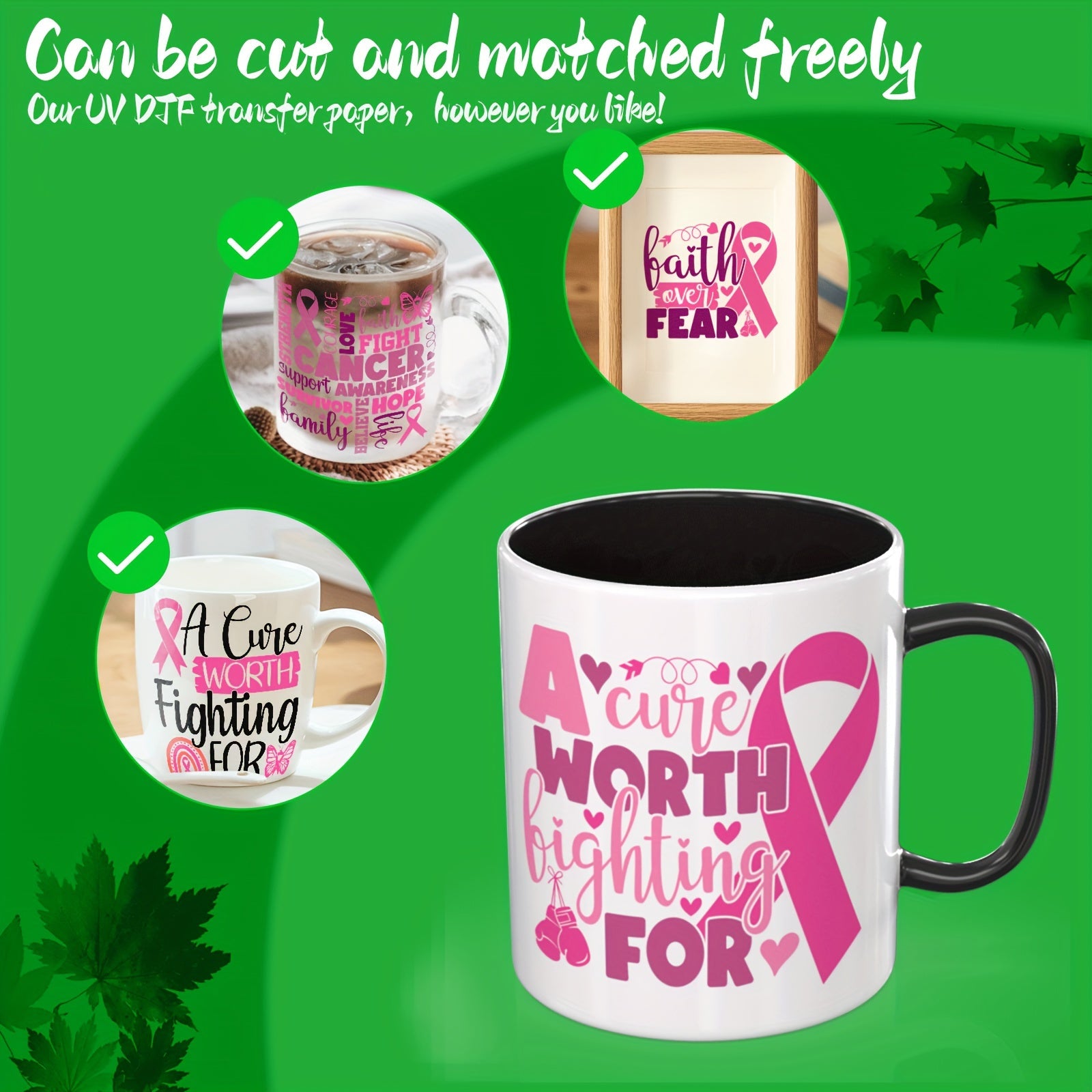 12pcs Breast Cancer Awareness Stickers