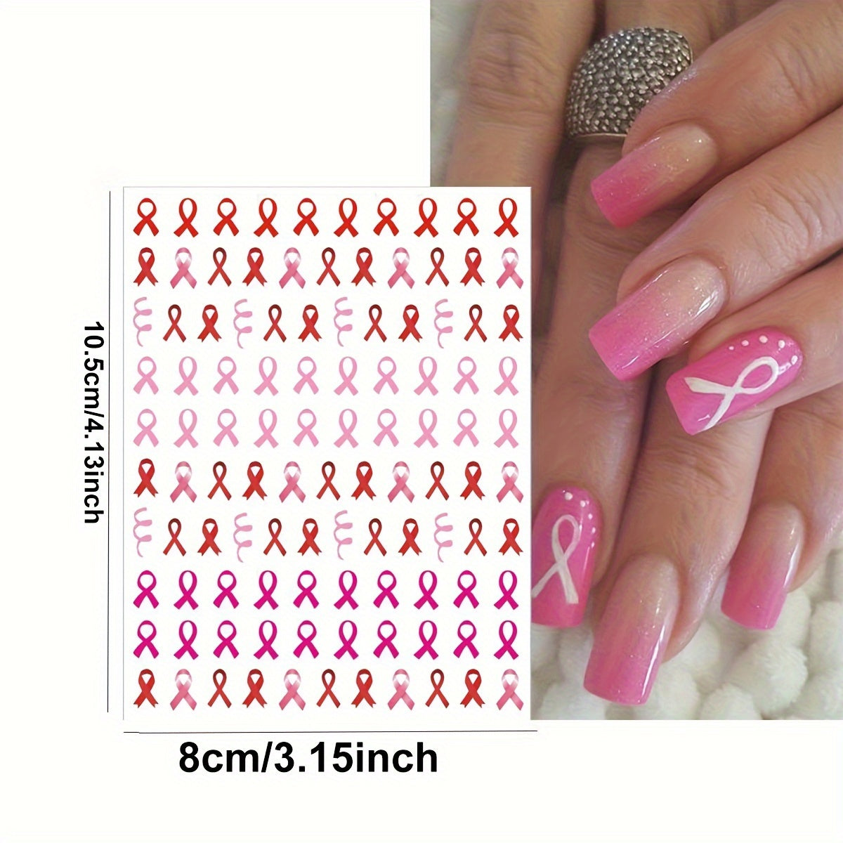 Pink Ribbon Nail Art Stickers