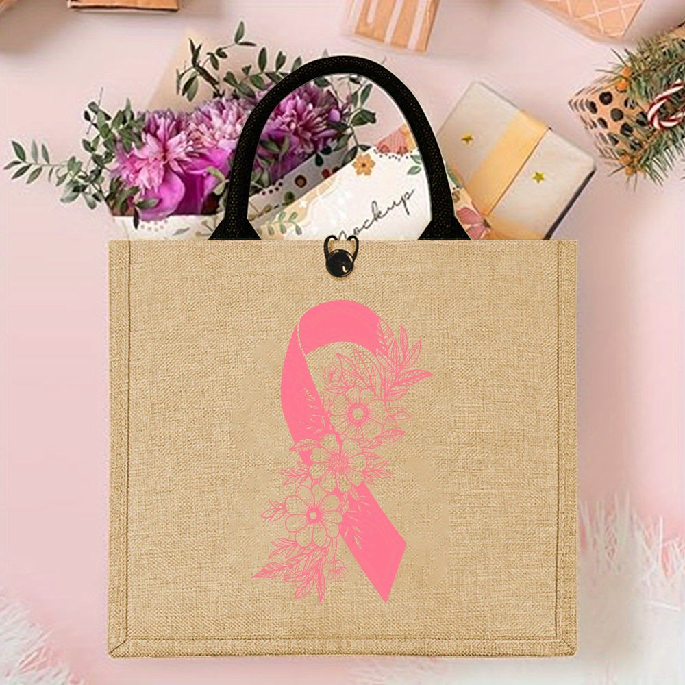 Burlap Look BC Ribbon Tote Bag